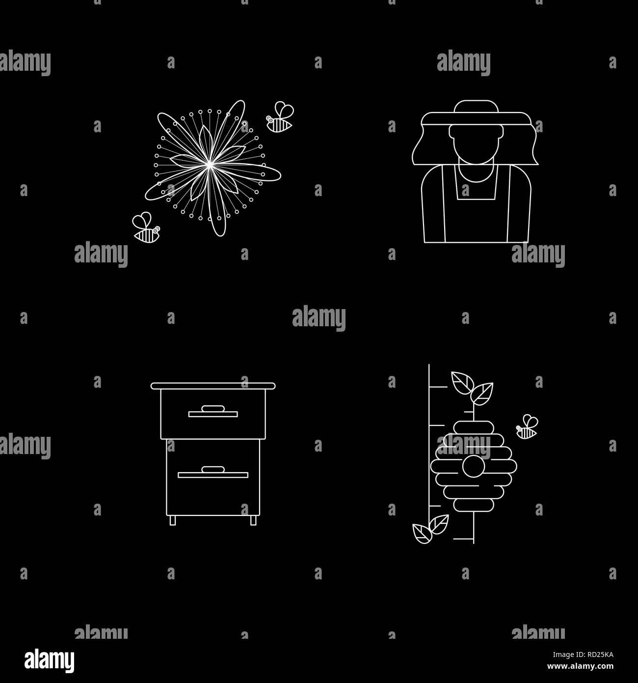 honey vector linear icons for print , web site, flyer Stock Vector