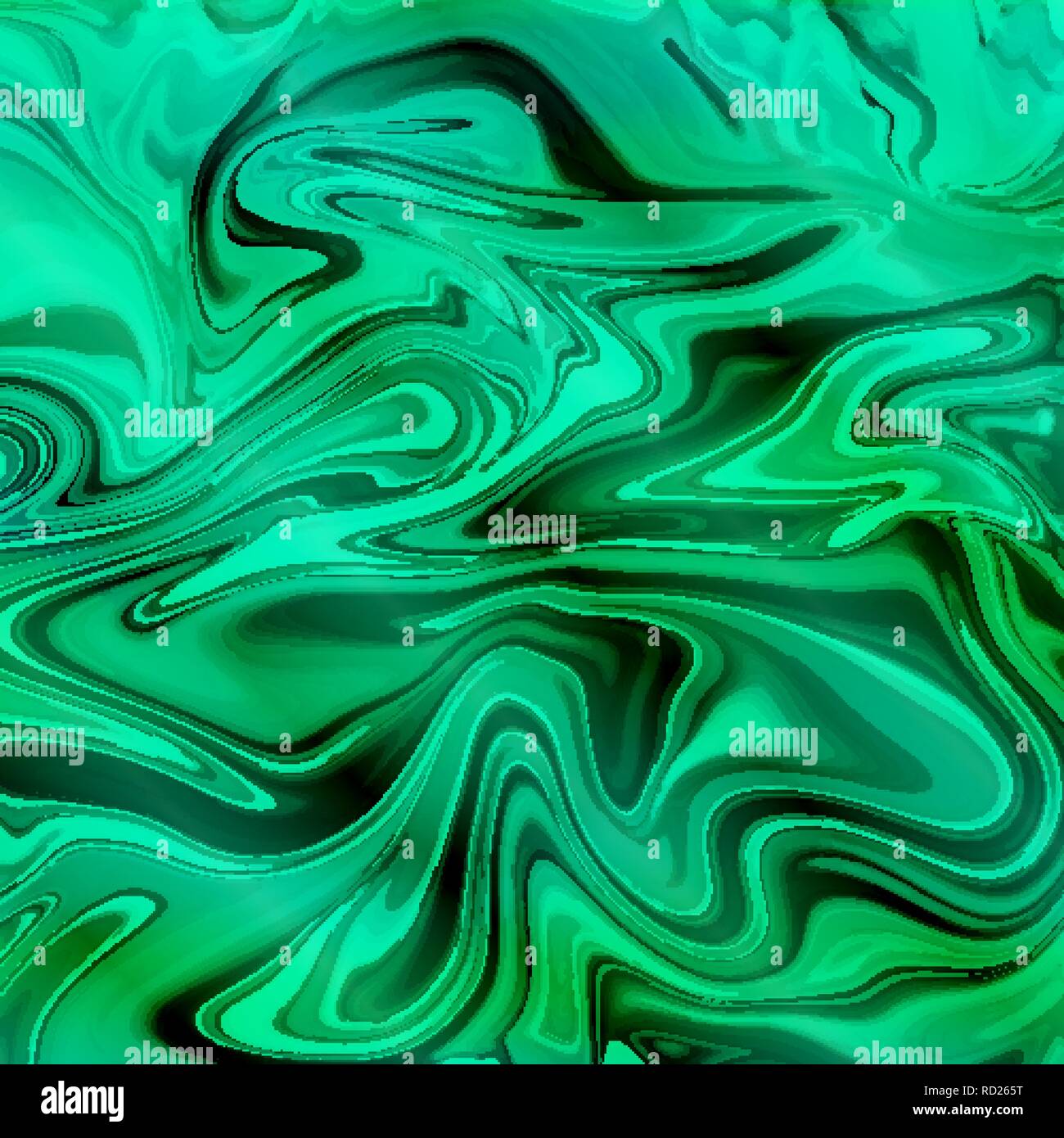 Liquid mixture of paints. Acrylic effect, fluid green background Stock Vector