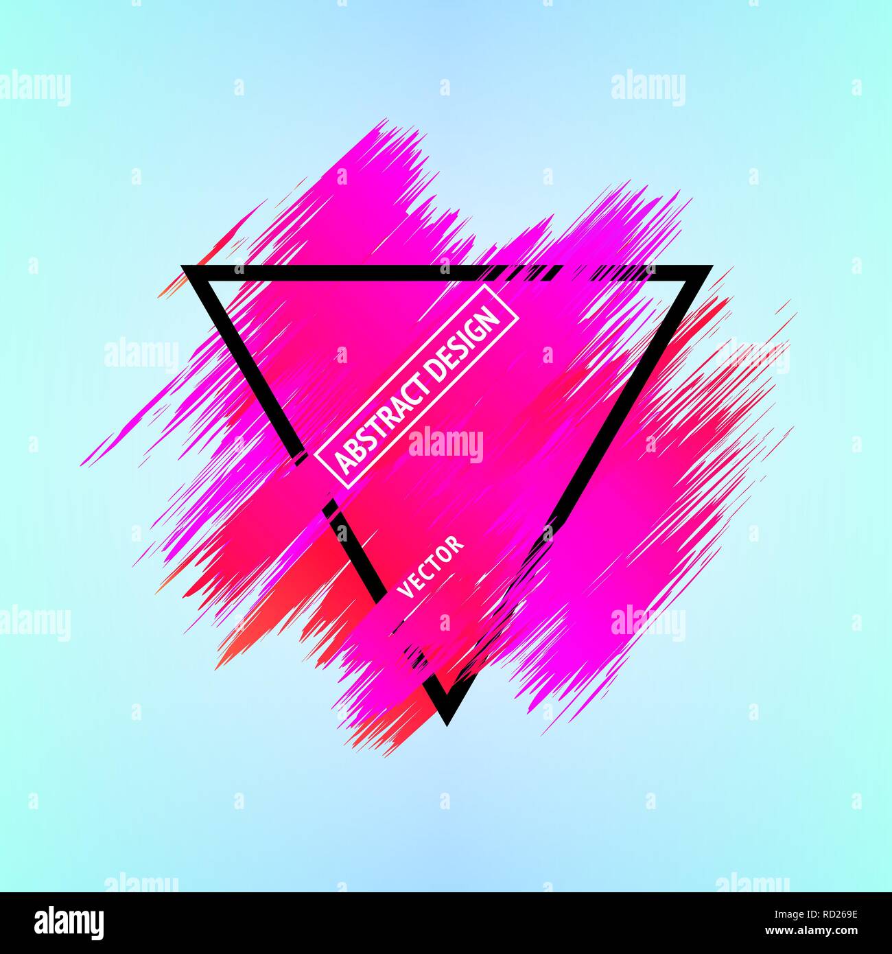 Brush stroke in a triangular frame. Abstract background Stock Vector