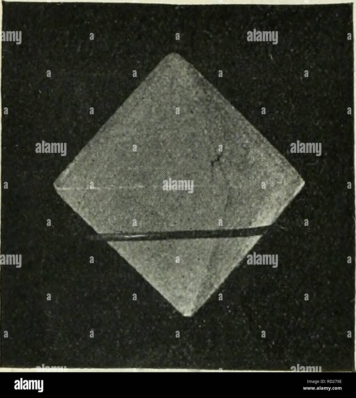 . Elementary physics and chemistry: first stage. Science. 126 ELEMENTARY PHYSICS AND CHEMISTRY,. Fig. 85.âAn eight-sided crystal of alum. (From a photograph by Mr. H. E. Hadley.) How Crystals can be made.â Warm water when saturated with any soluble substance, as you learnt in a previous lesson, often contains more of the solid dissolved than an equal quantity of a cold saturated solution. The con- sequence of this is, that if you allow a warm saturated solution to get cold, the water can no longer keep all the substance in solution, and it separates out in the solid state, which, under these c Stock Photo