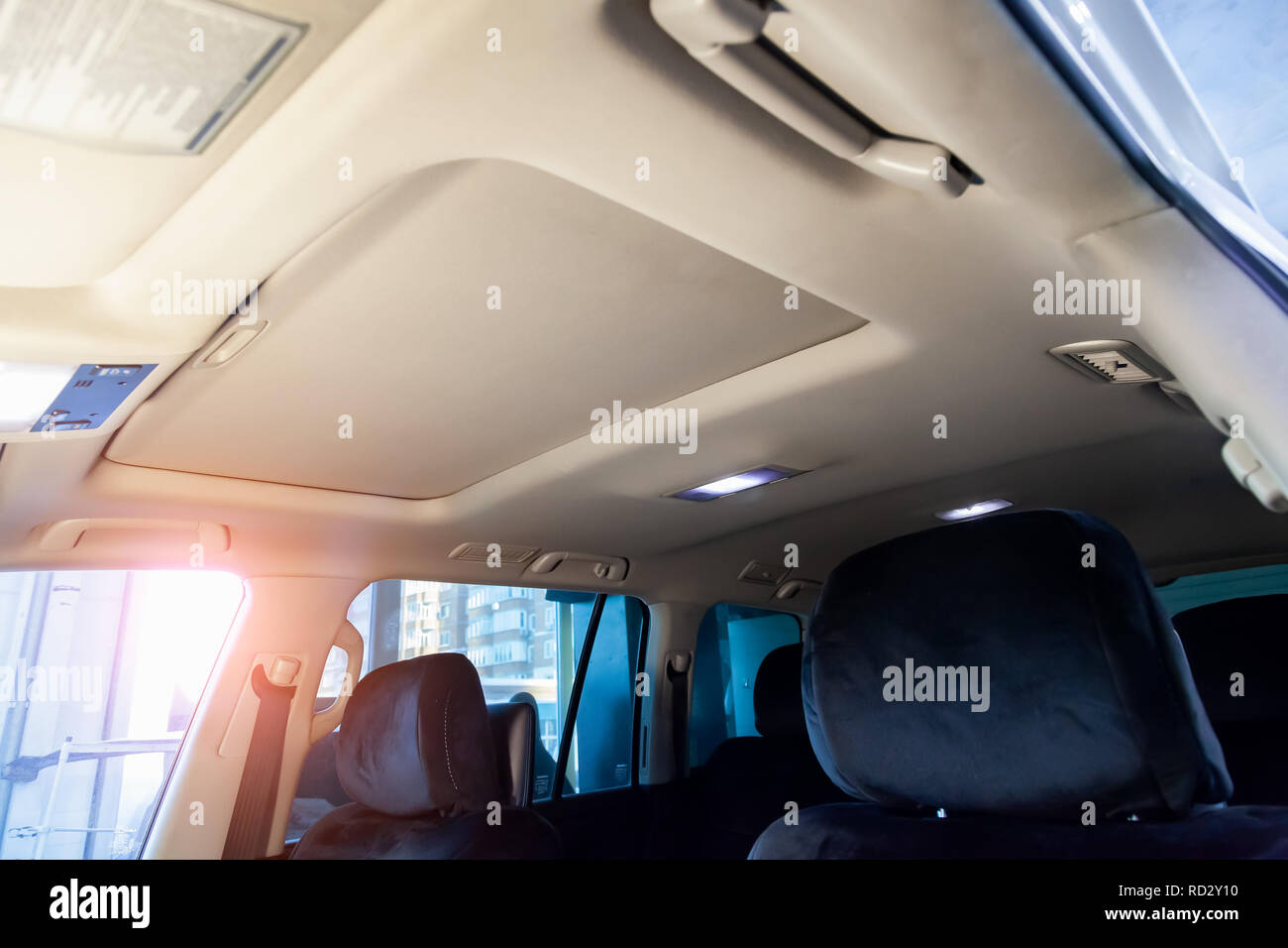 Light Beige Ceiling In The Cabin Of The Suv After Dry