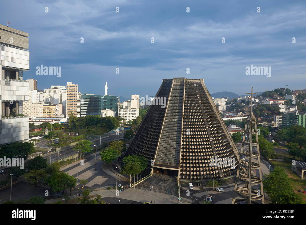 The amazing Cathedral of Saint Sebastian in the city centre of Rio de ...