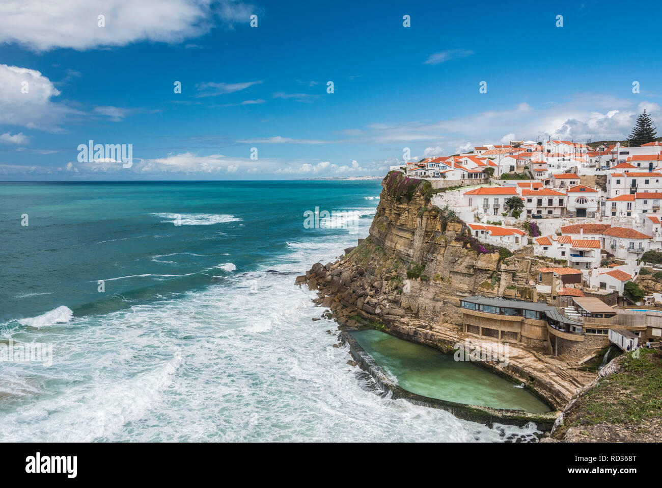 Cliff at Azenhas do Mar on the Portuguese Atlantic coast Stock Photo