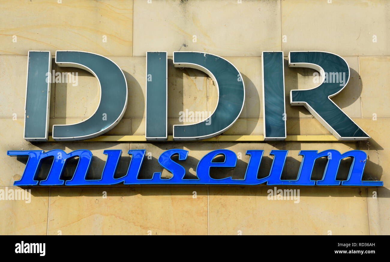 Berlin, Germany - November 10, 2018. DDR Museum sign at the entrance to DDR Museum in Berlin. Stock Photo