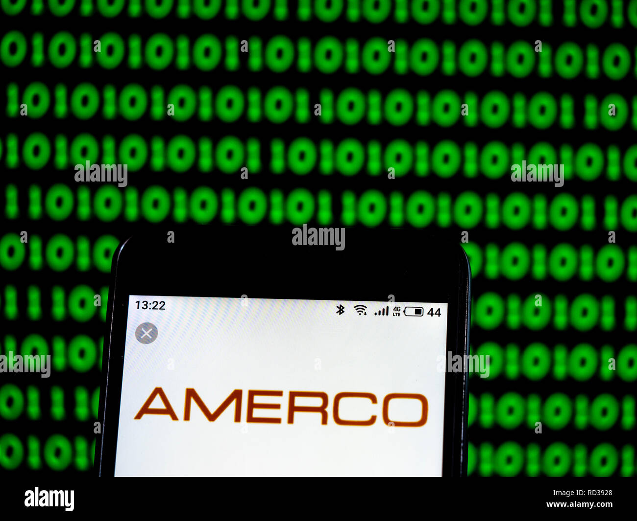 AMERCO Insurance company logo seen displayed on smart phone Stock Photo