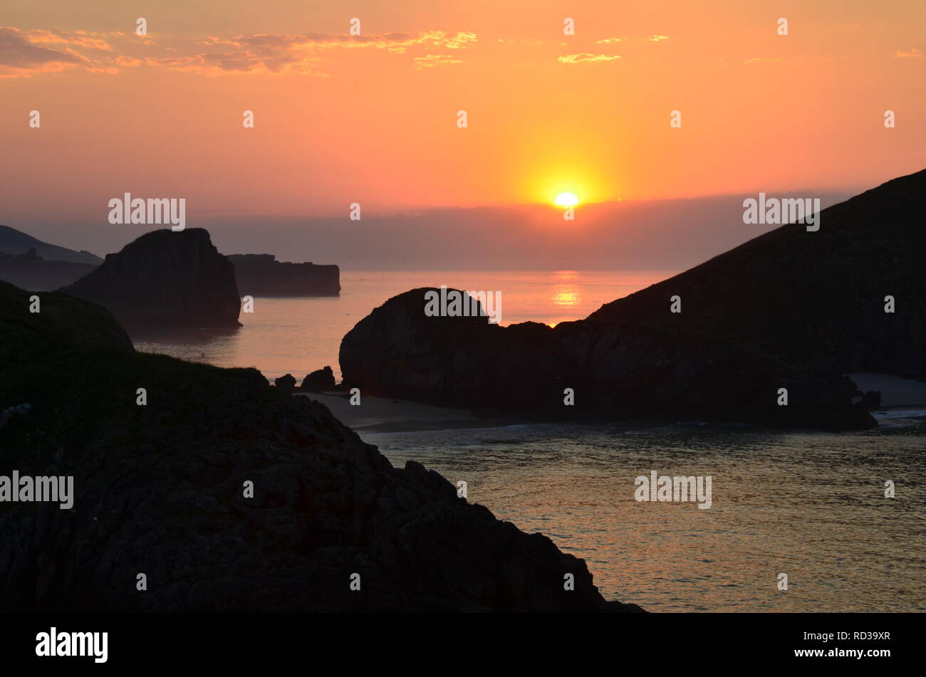 Sunset in Asturias, Spain Stock Photo