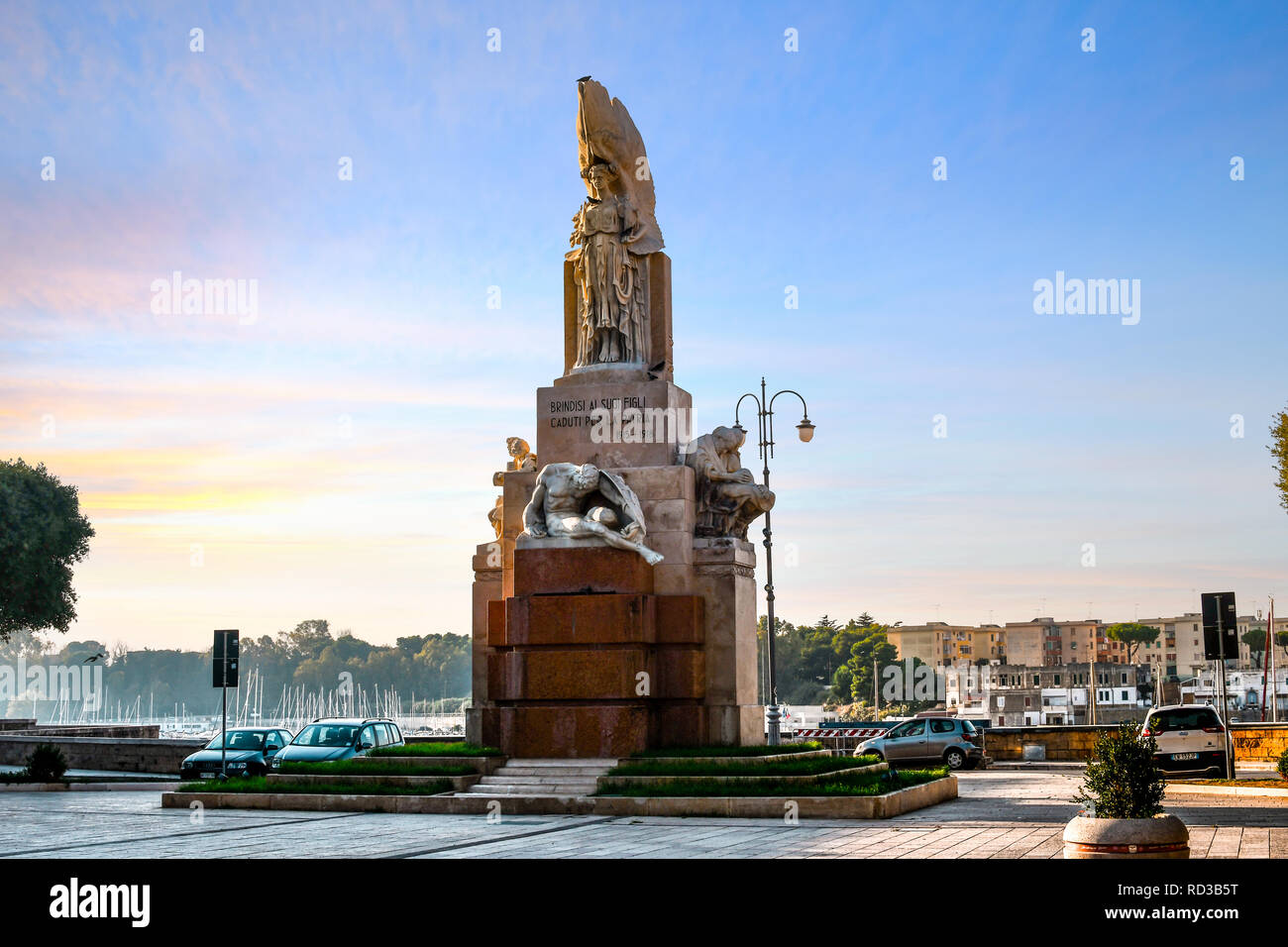 The Monument to the Fallen Soldiers of Brindisi during the First World War in the Piazza Santa Teresa in Brindisi, Italy Stock Photo