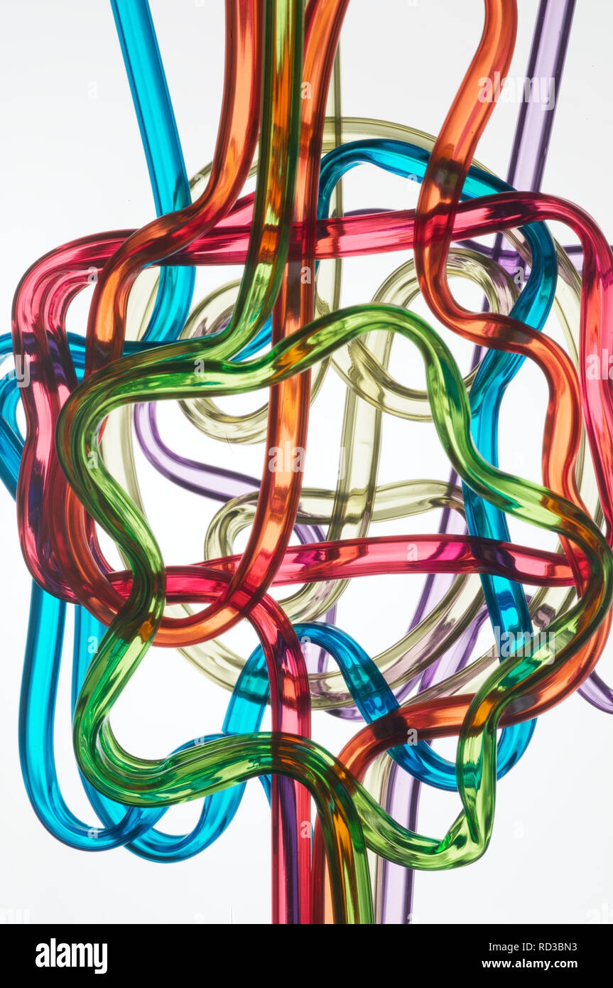 Close up of colorful glass sculpture, studio shot Stock Photo