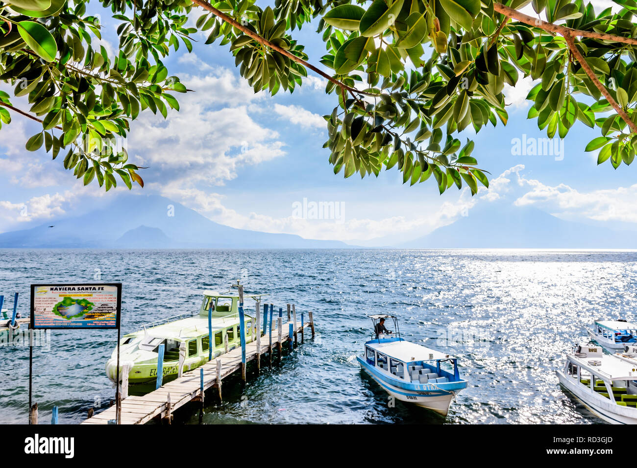 Panajachel, Lake Atitlan, Guatemala November 12, 2018 Boats & jetty