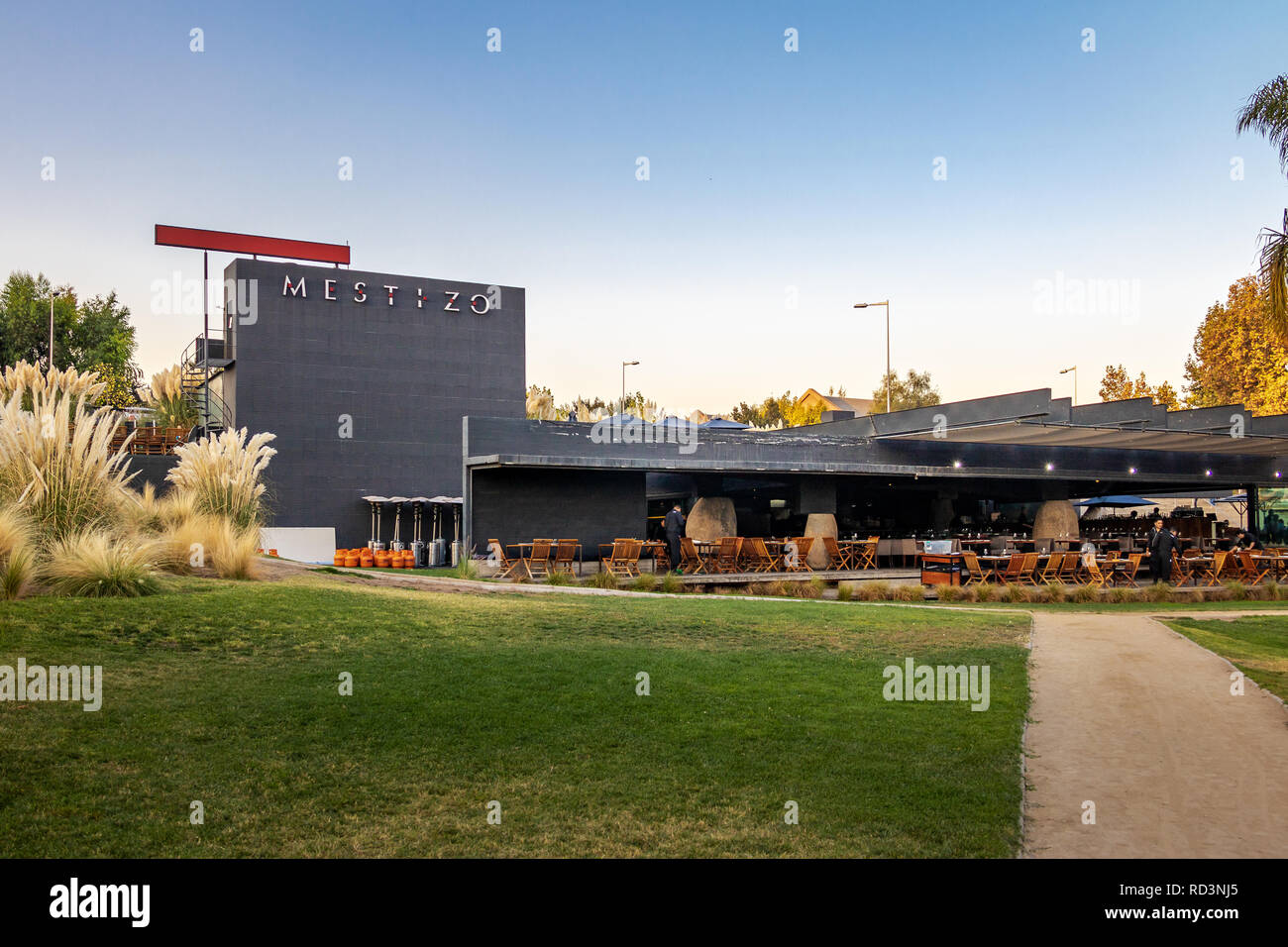 Mestizo Restaurant at Bicentenario Park -  Santiago, Chile Stock Photo