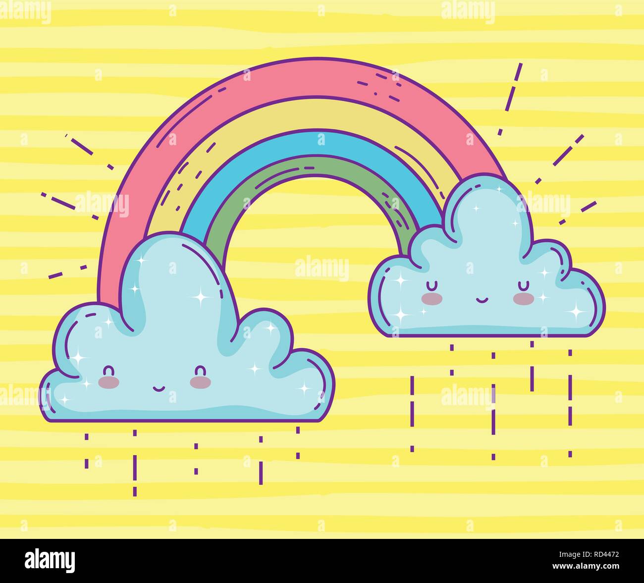nature rainbow with happy clouds style Stock Vector Image & Art - Alamy