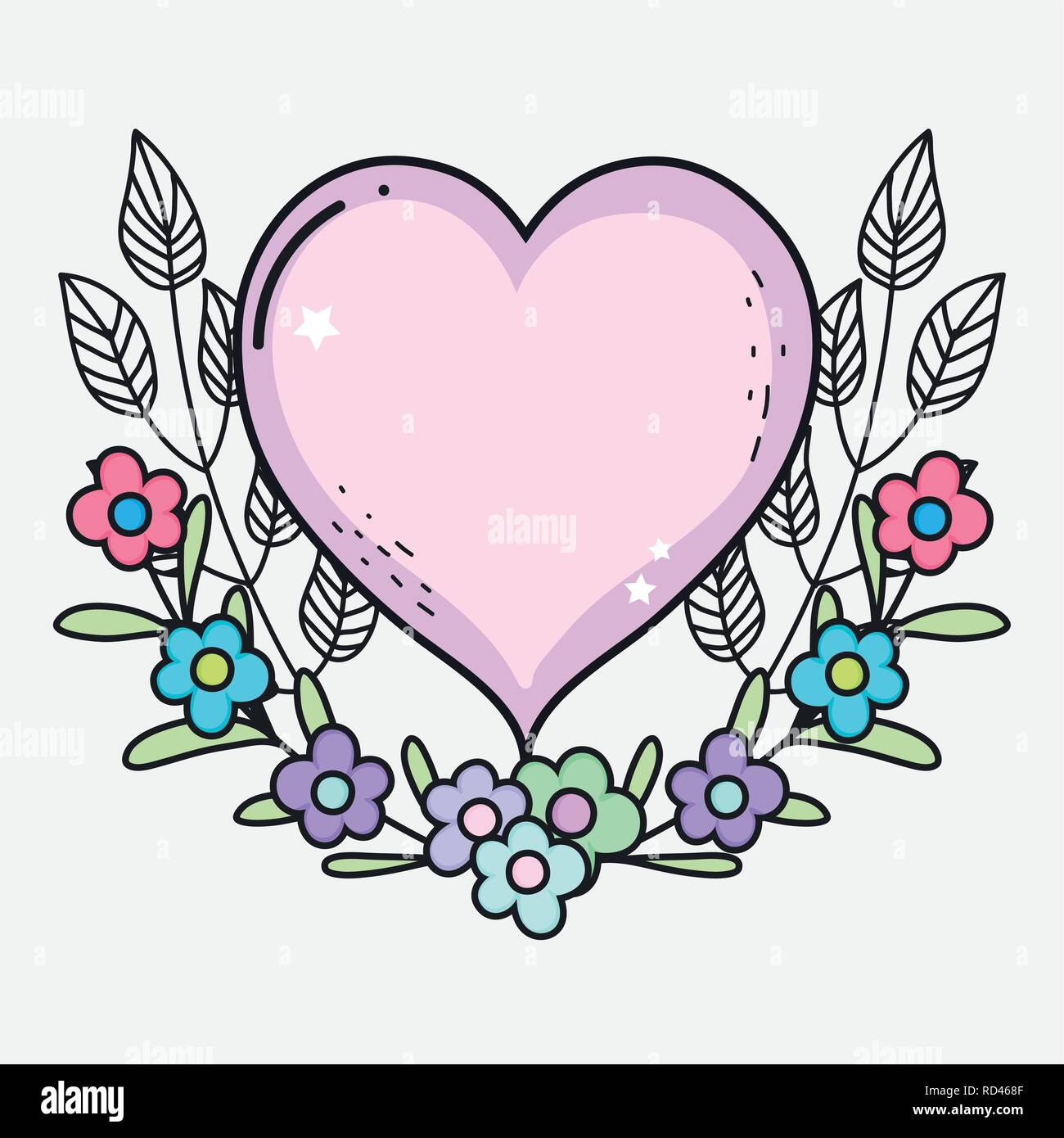 heart with flowers and leaves to valentines day Stock Vector Image ...