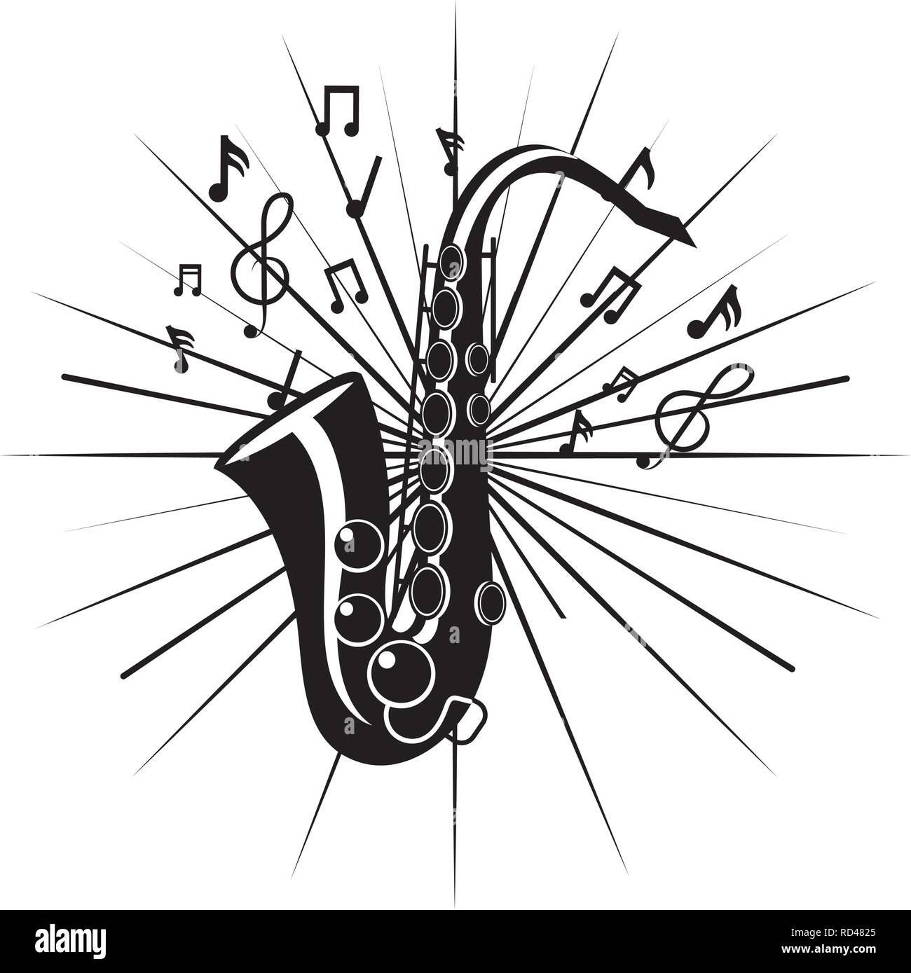 saxophone with music notes Stock Vector Image & Art Alamy