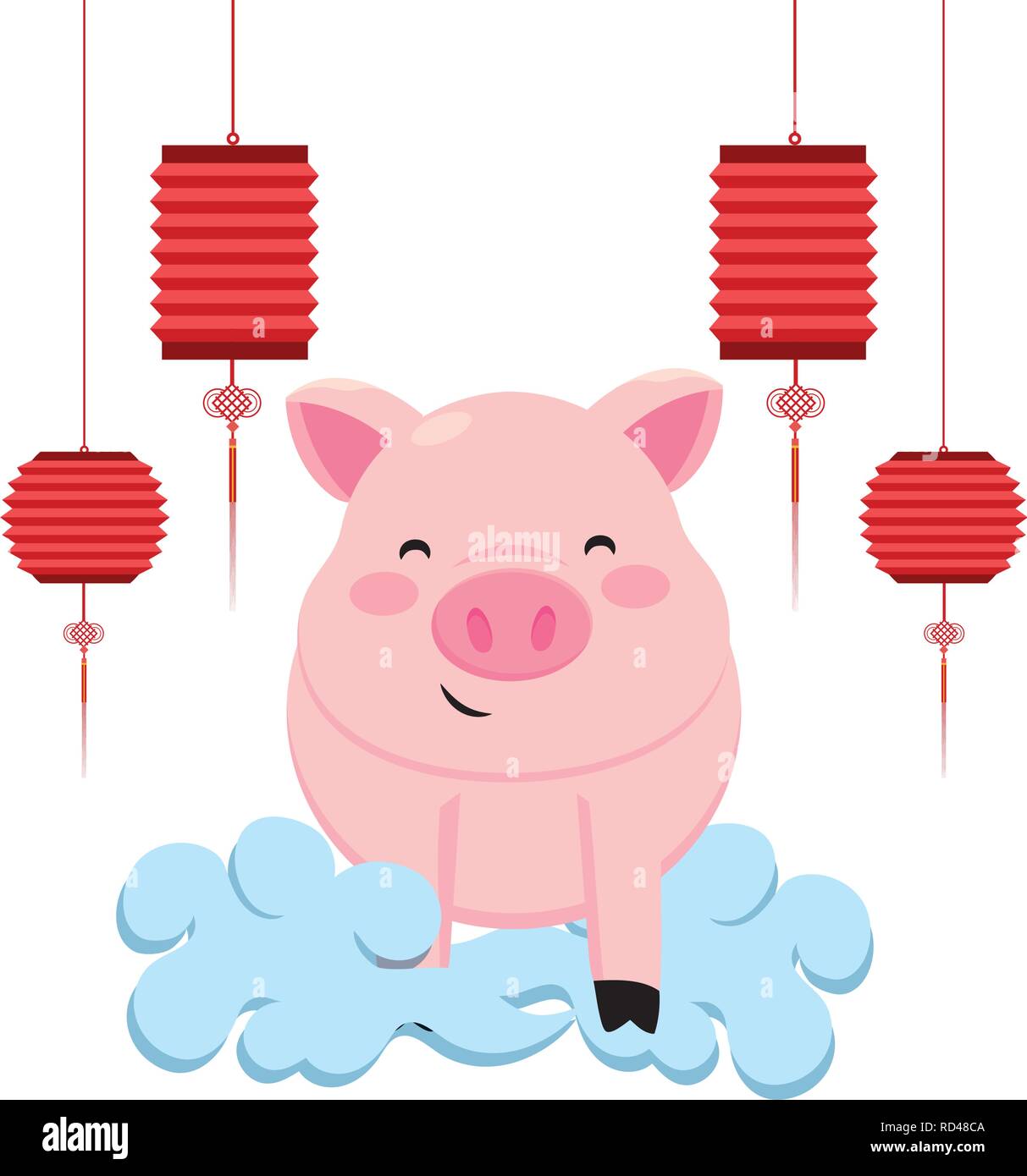 pig with hanging lantern Stock Vector Image &amp; Art - Alamy