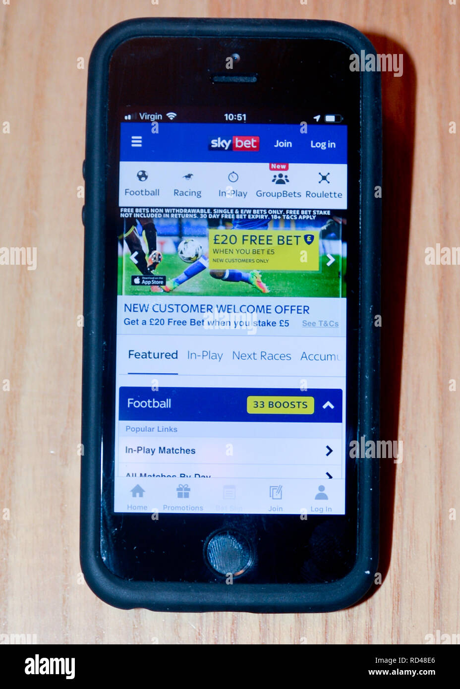 SkyBet sports gambling app on a smart phone Stock Photo