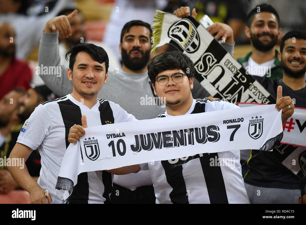 Tablet ægteskab fløjl Jeddah, Saudi Arabia. 16th Jan, 2019. Juventus fans cheer up their team on  the stands prior to the start of the Italian Super Cup final soccer match  between Juventus and Milan at
