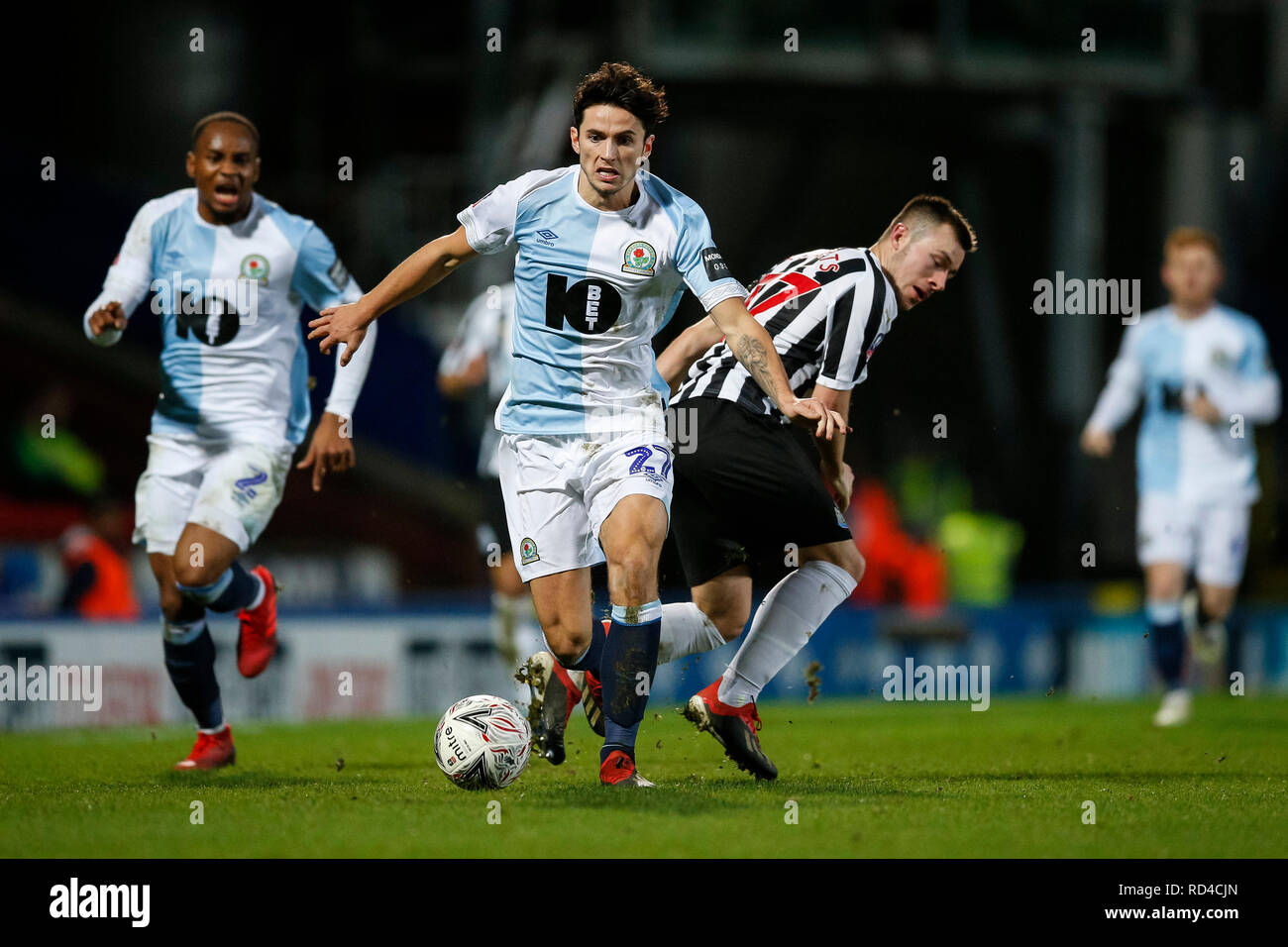 Lewis Travis of Blackburn Rovers and Callum Roberts of Newcastle United during the FA Cup Third Round replay between Blackburn Rovers and Newcastle United at Ewood Park on January 15th 2019 in Blackburn, England. (Photo by Daniel Chesterton/phcimages.com) Stock Photo