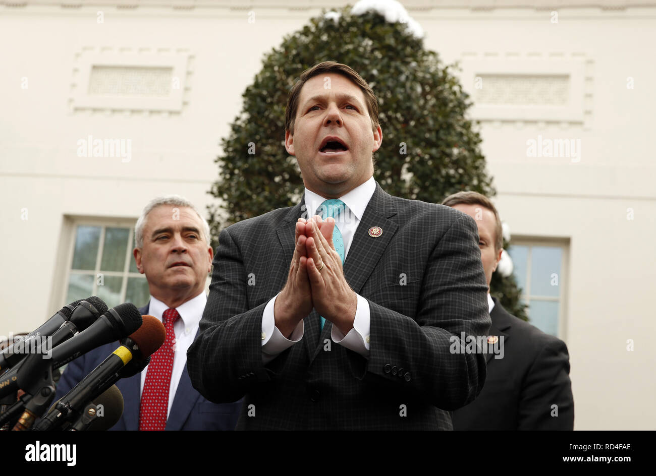 Washington, District of Columbia, USA. 15th Jan, 2019. United States Representative Jodey Arrington (Republican of Texas) speaks to reporters following a lunch at the White House with US President Donald J. Trump to discuss the government shutdown, in Washington, DC, January 15, 2019 Credit: Martin H. Simon/CNP/ZUMA Wire/Alamy Live News Stock Photo