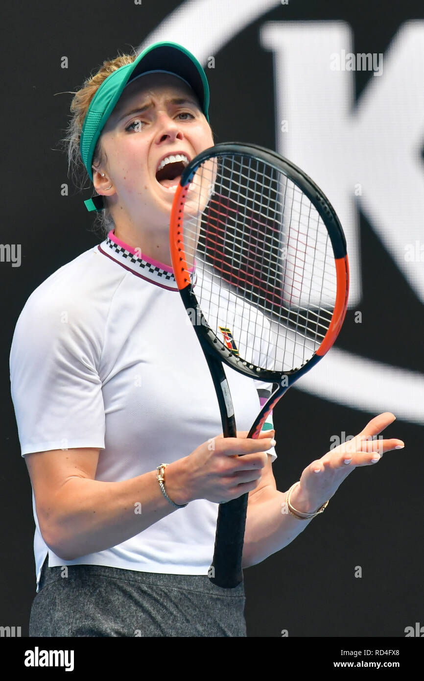 Melbourne, Australia. January 17, 2019: 6th seed Elina Svitolina of the Ukraine in action in the second round match against Viktoria Kuzmova of Slovakia on day four of the 2019 Australian Open Grand Slam tennis tournament in Svitolina won 64 61. Sydney Low/Cal Sport Media Credit: Cal Sport Media/Alamy Live News Stock Photo