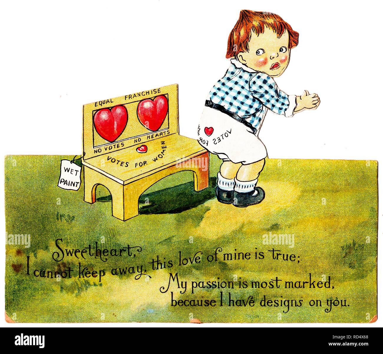 Suffrage Era Die Cut Valentine Card Depicting A Small
