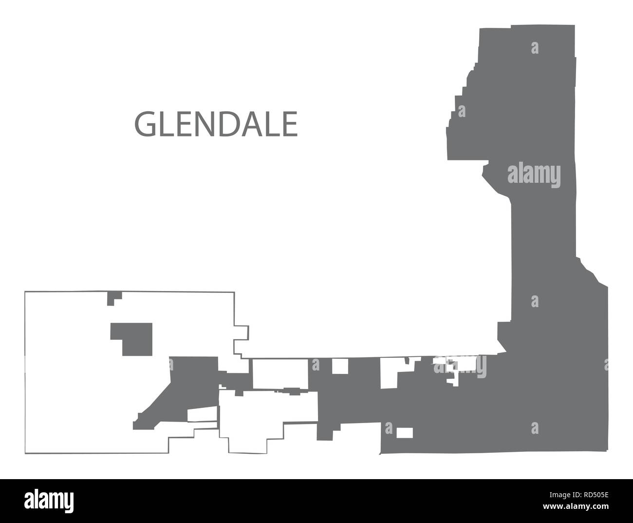 Glendale Arizona city map grey illustration silhouette Stock Vector