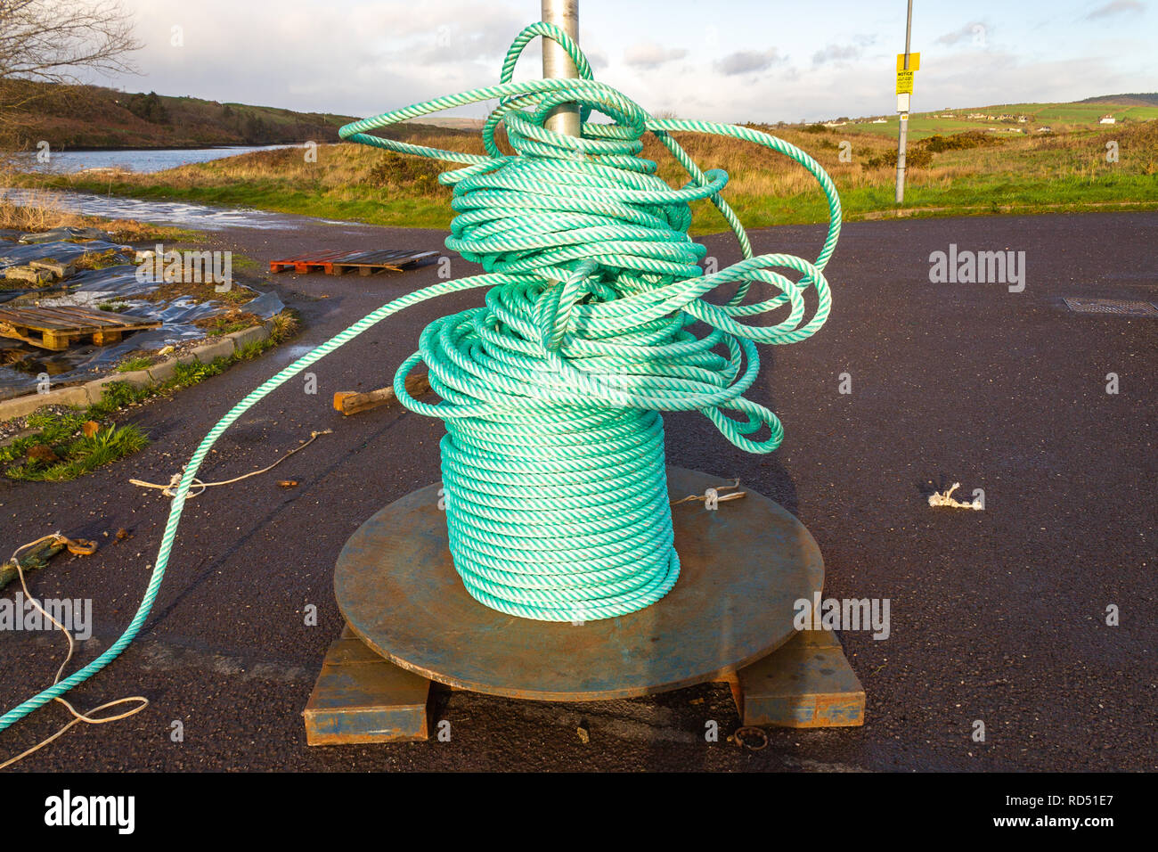 Bundled Nylon Rope, to be used as a clothes line Stock Photo - Alamy