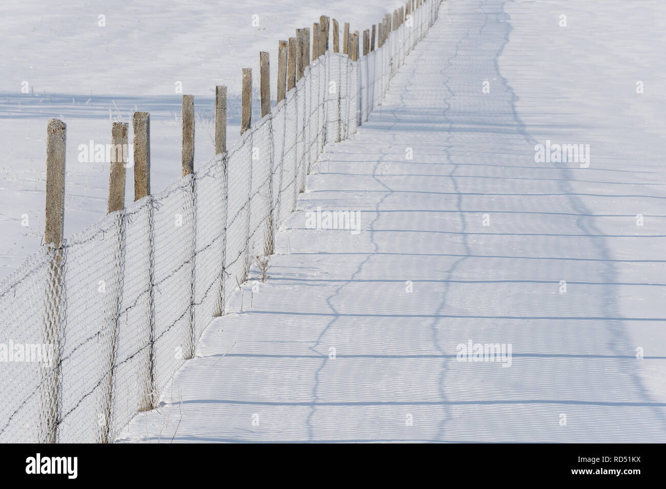 agricultural fences in winter Stock Photo - Alamy