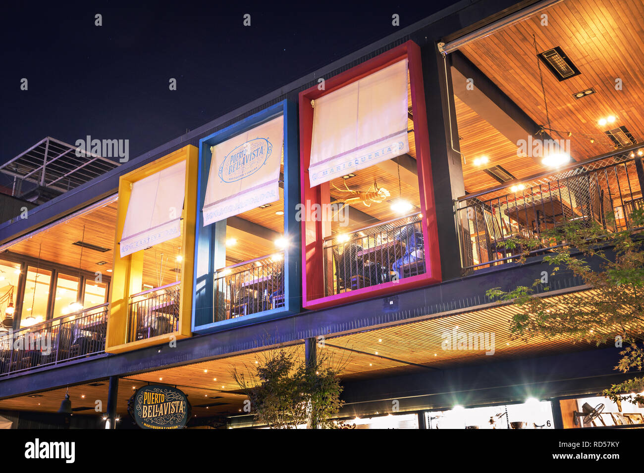 Patio Bellavista commercial center and food court at night Santiago, Chile Stock Photo Alamy