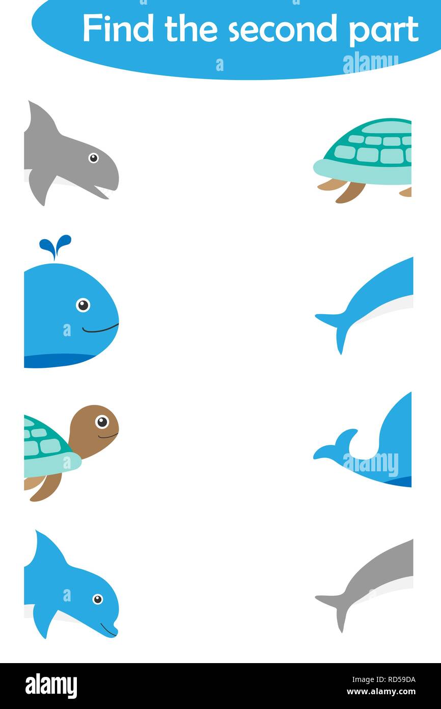 find the second part of ocean animals for children fun education game for kids educational task for the development of logical thinking preschool w stock vector image art alamy