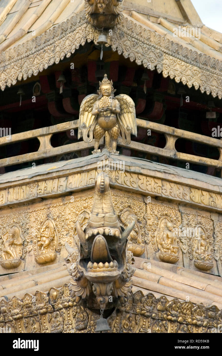 deities on temples in Lhasa Tibet Stock Photo