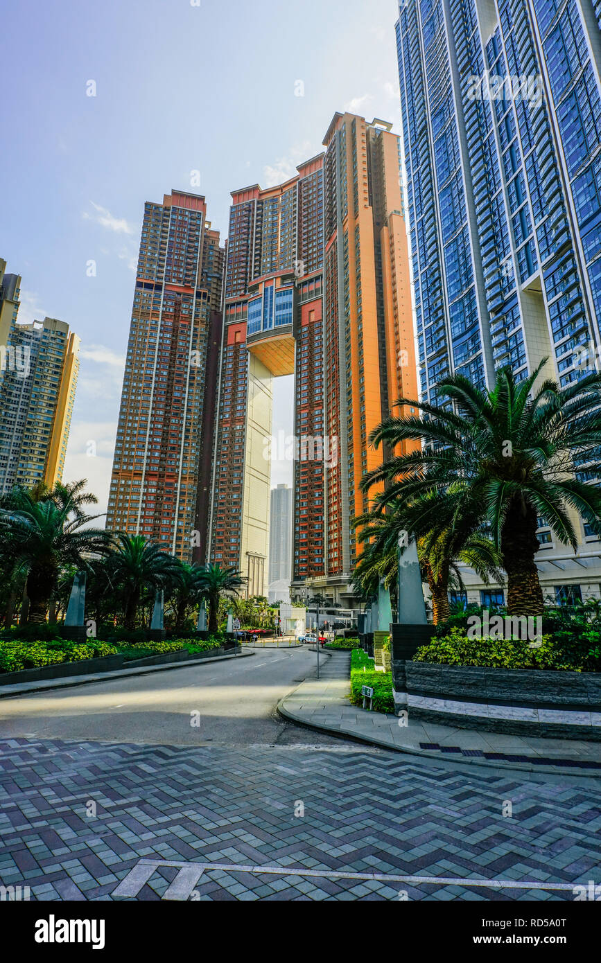 View of Civic Square and The Arch, West Kowloon, Hong Kong, China. Stock Photo