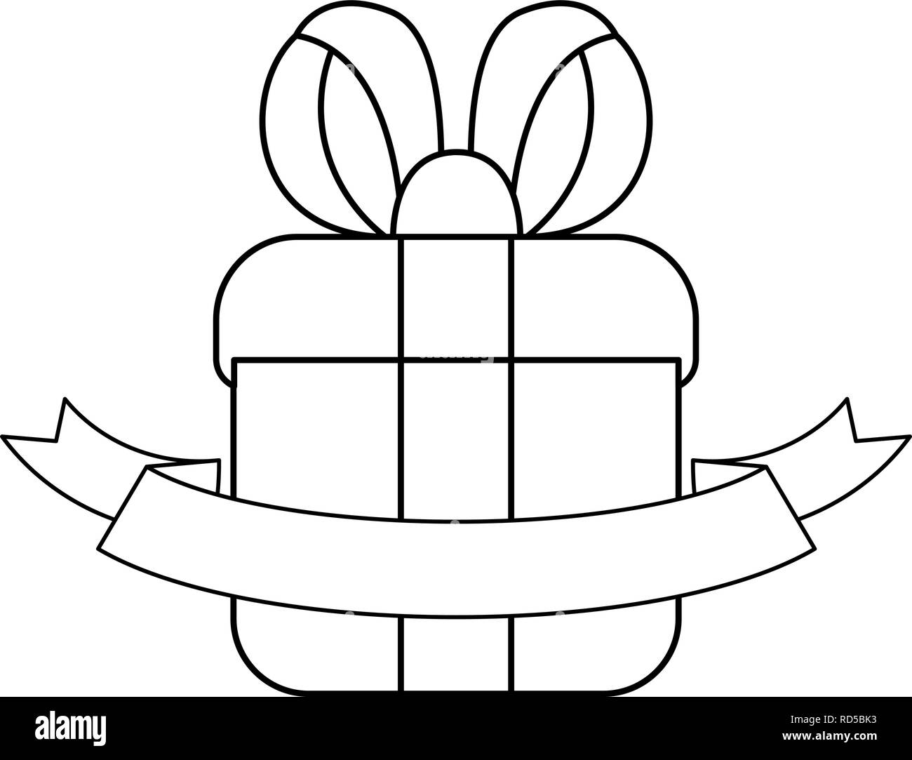 gift box ribbon on white background vector illustration outline Stock
