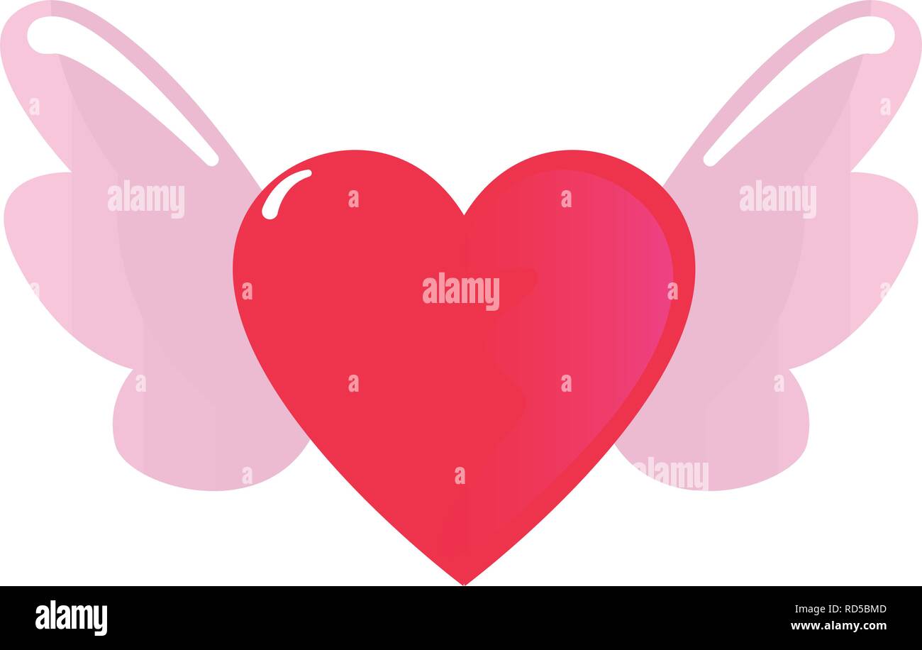 heart wings happy valentines day vector illustration Stock Vector Image ...