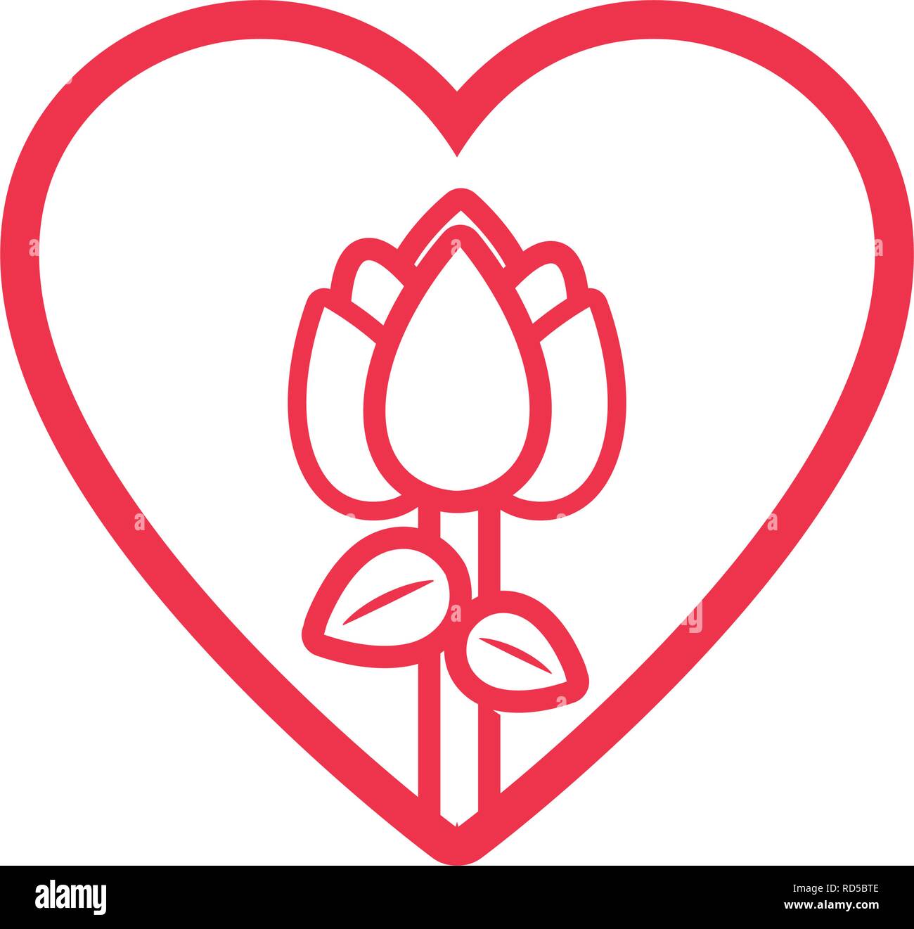 flower with heart happy valentines day vector illustration Stock Vector ...
