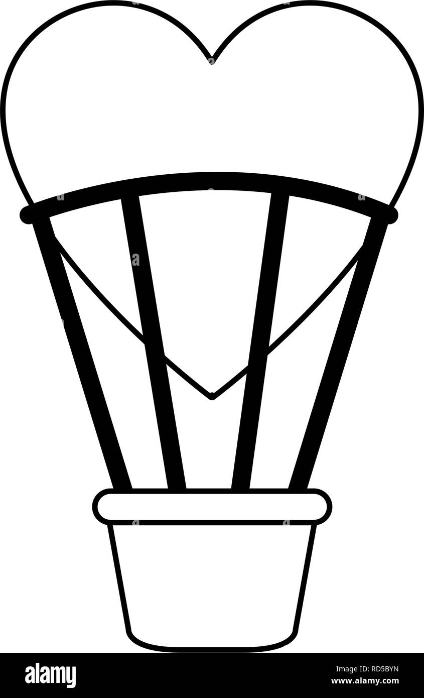 air balloon heart happy valentines day vector illustration Stock Vector ...