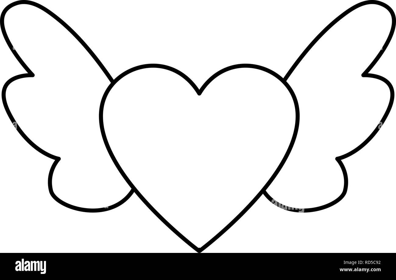 heart wings happy valentines day vector illustration Stock Vector Image ...