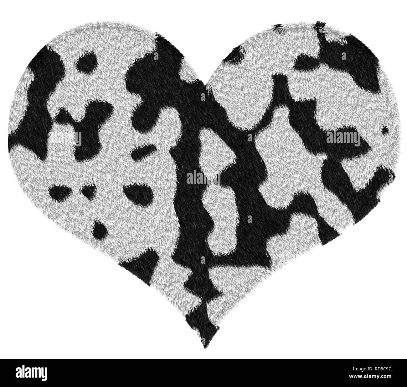 Big heart wtih dalmatian fur textured pattern Stock Photo