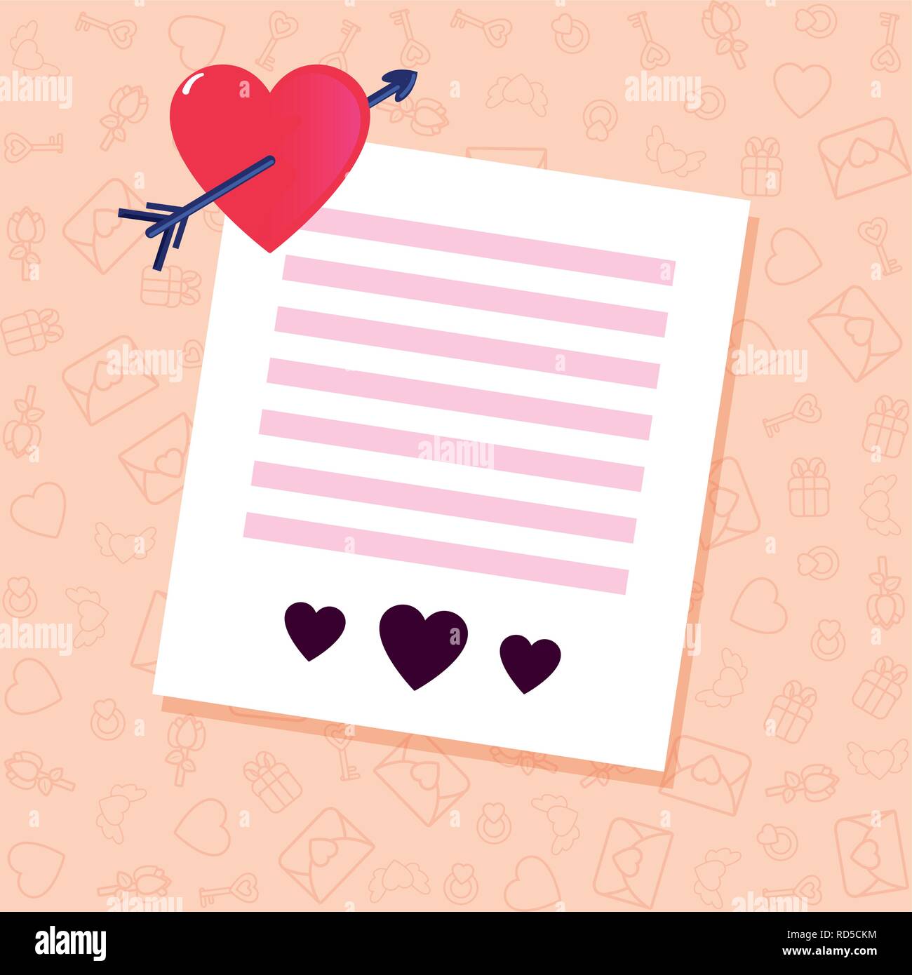 heart love letter happy valentines day vector illustration Stock Vector ...