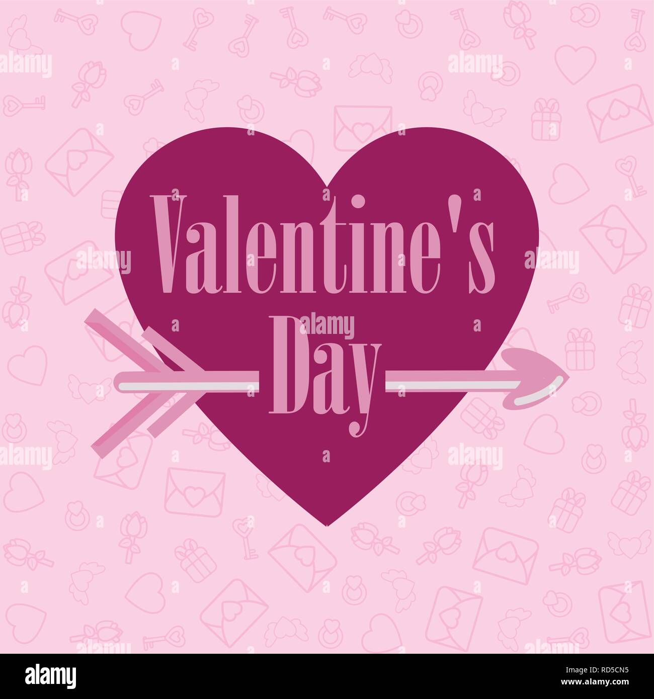 heart arrow decoration happy valentines day vector illustration Stock ...