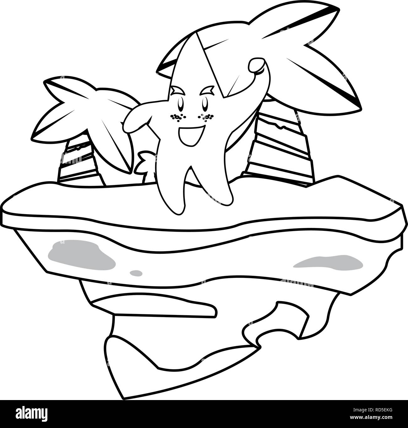 video game kawaii star scene vector illustration Stock Vector Image ...