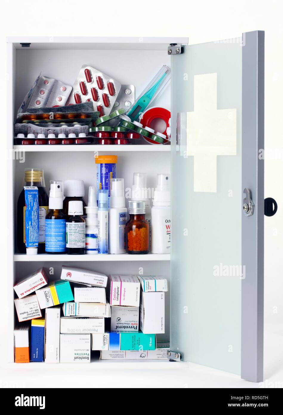 Medicine cabinet, medicine chest Stock Photo