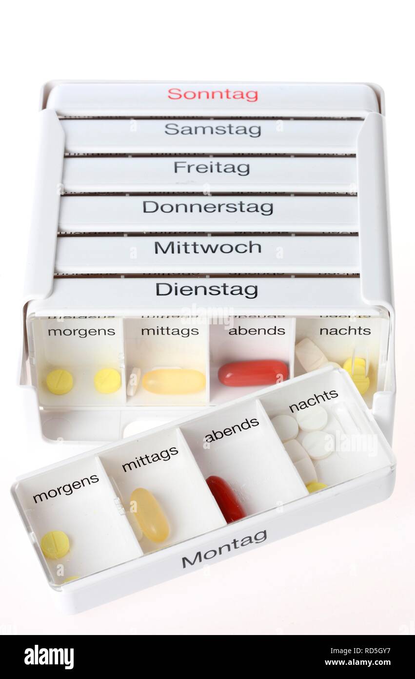 Pillbox, drug dispenser Stock Photo Alamy