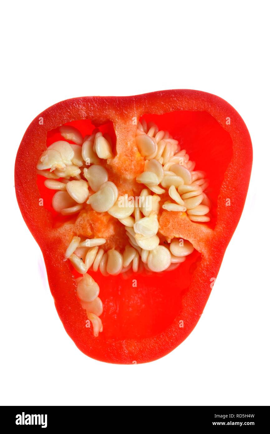 Red bell pepper (Capsicum annuum), sliced Stock Photo