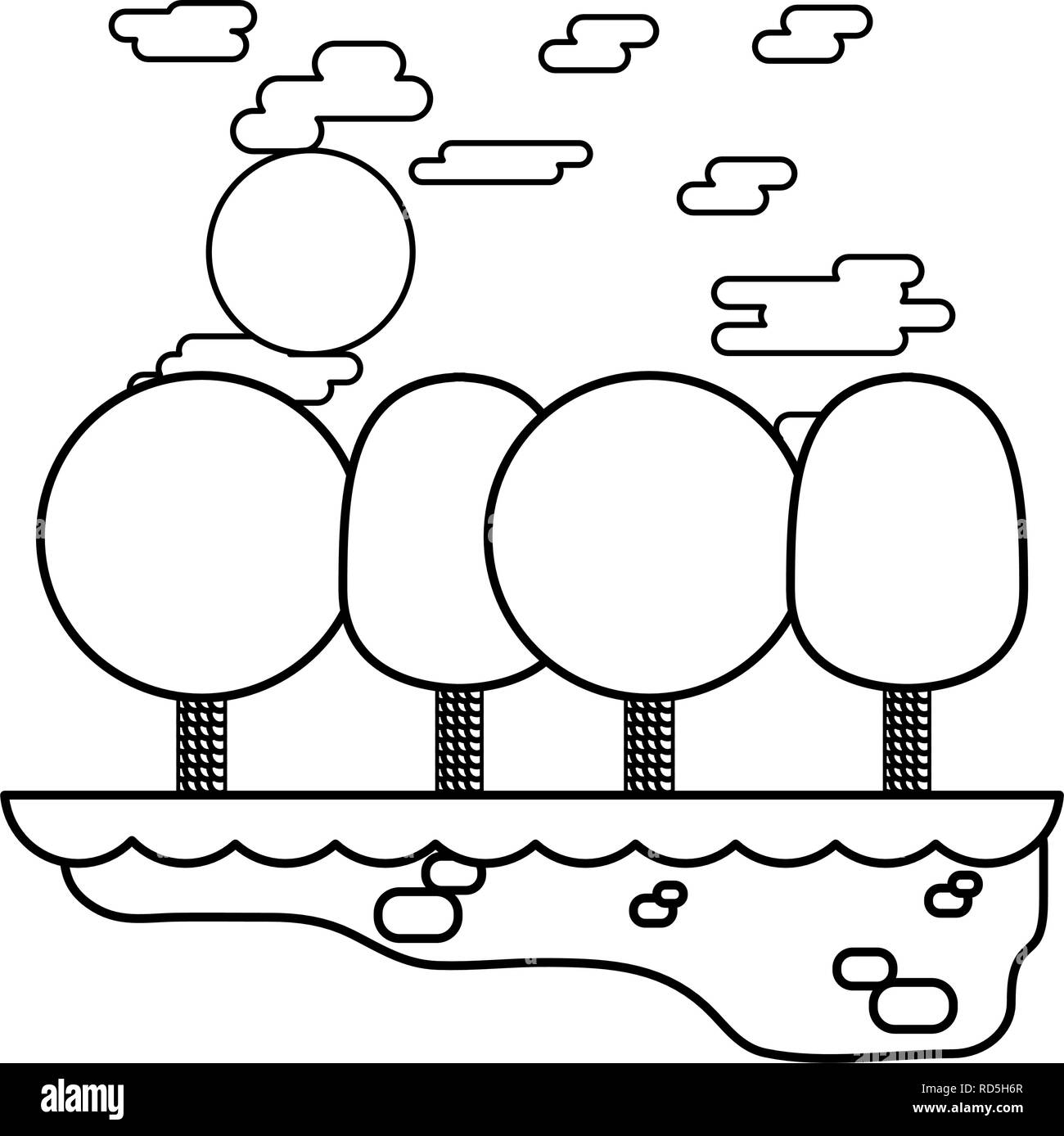 outdoor nature trees scene background vector illustration Stock Vector ...