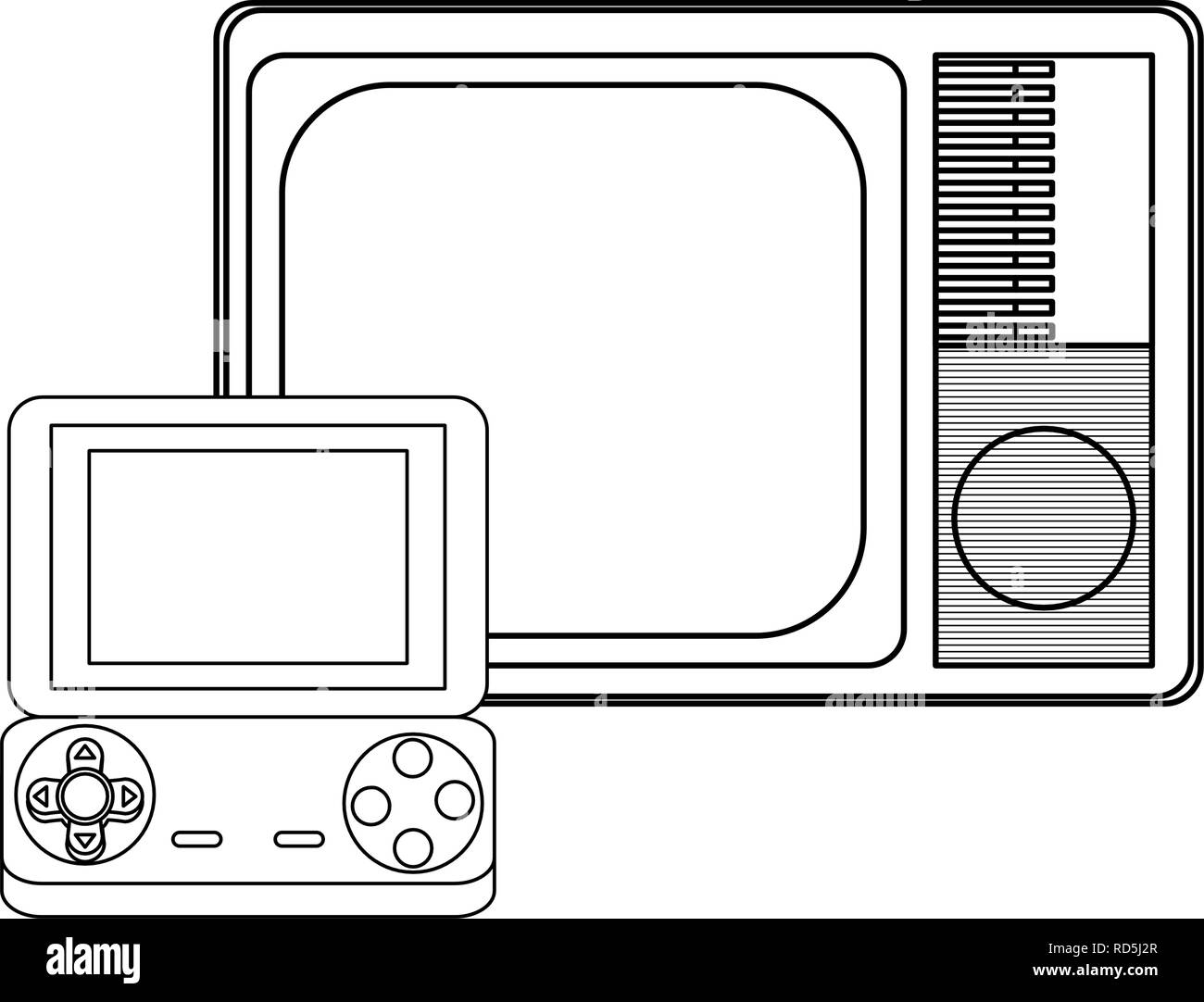 video games television and portable console vector illustration Stock