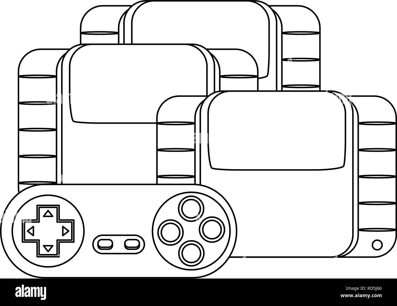 video games controller and diskettes vector illustration Stock Vector