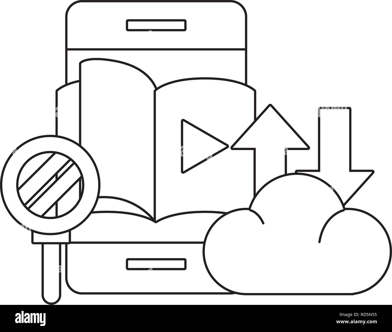magnifying glass with cloud Stock Vector Image & Art - Alamy