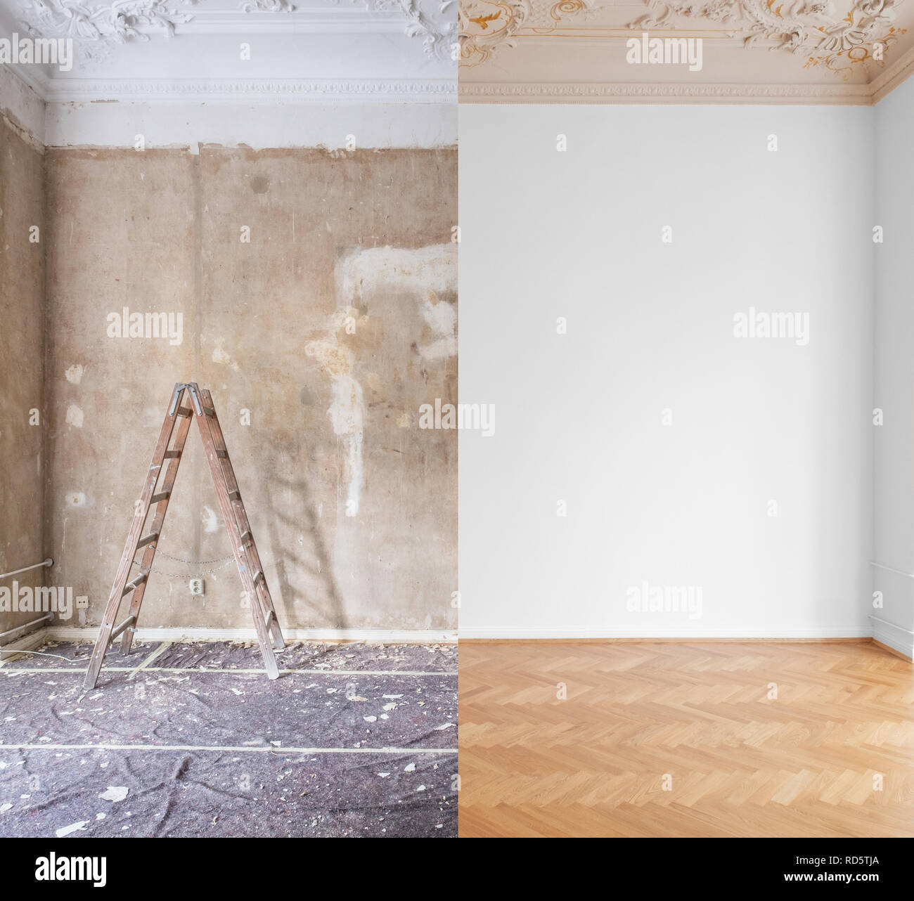 Home Renovation Room Before And After Restoration Refurbishment Stock Photo Alamy