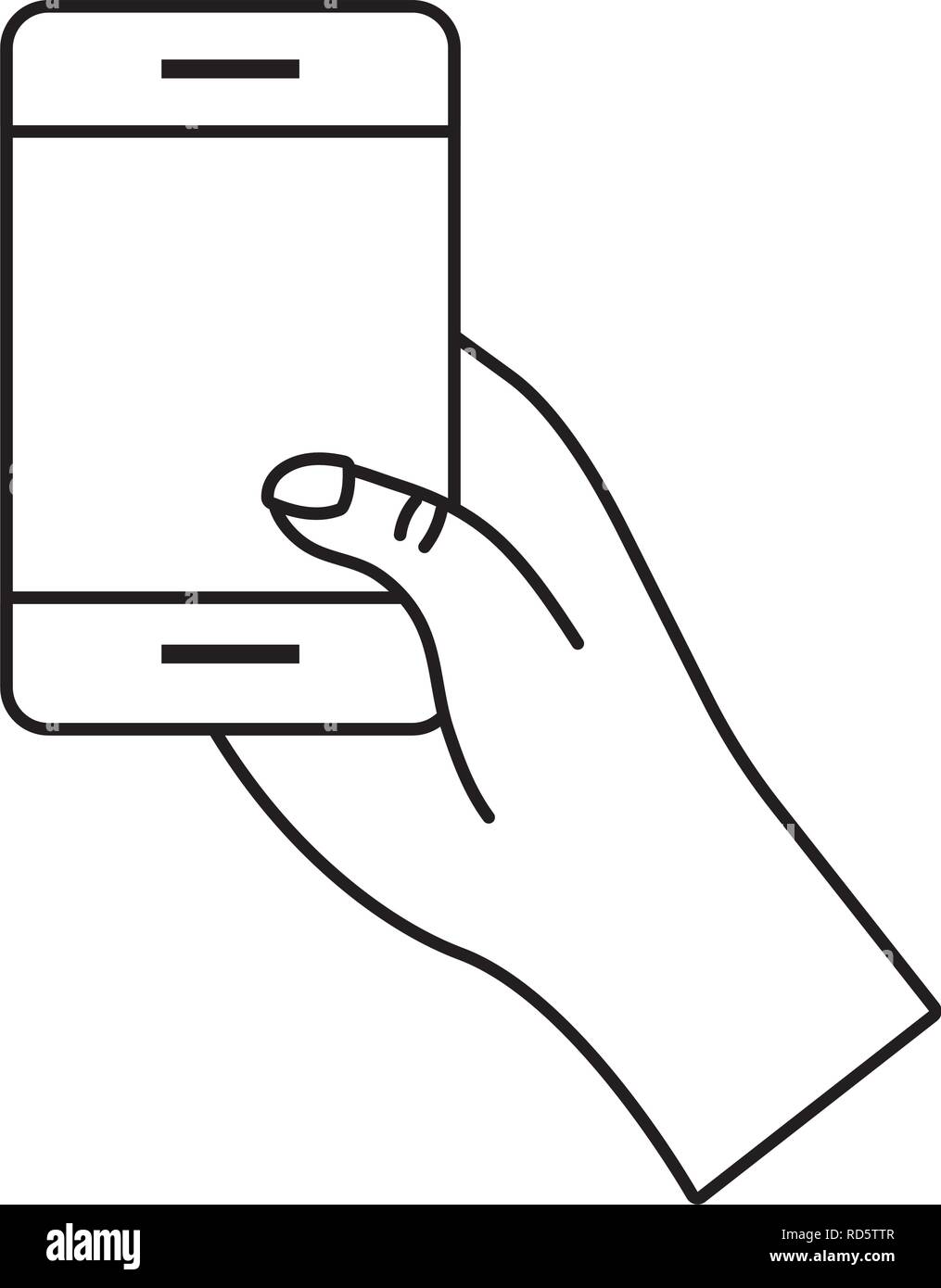 cellphone hand holding black and white Stock Vector Image & Art - Alamy