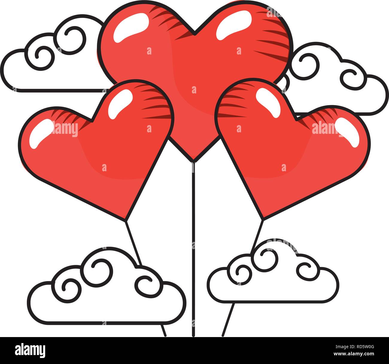 heart balloons with clouds Stock Vector Image & Art - Alamy